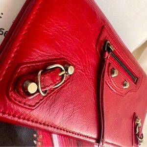 BALENCIAGA City Wallet ~ RED ~ Authenticated ~ Long Continental ~ gently used